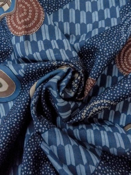 画像12: O0124E 男性用襦袢  ウール 藍, 小さな点々 【中古】【USED】【リサイクル】 ★★★☆☆【O0124E】 (12)