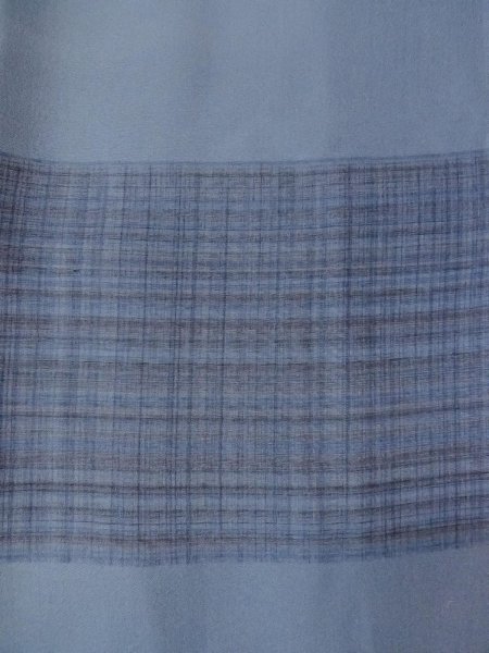 画像5: O0124F 男性用襦袢  シルク（正絹） 灰色, チェック柄 【中古】【USED】【リサイクル】 ★★★☆☆【O0124F】 (5)