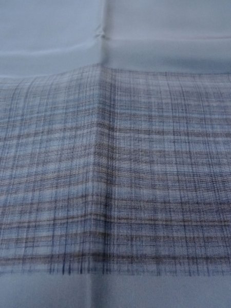 画像9: O0124F 男性用襦袢  シルク（正絹） 灰色, チェック柄 【中古】【USED】【リサイクル】 ★★★☆☆【O0124F】 (9)