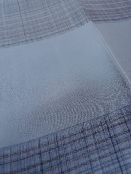 画像10: O0124F 男性用襦袢  シルク（正絹） 灰色, チェック柄 【中古】【USED】【リサイクル】 ★★★☆☆【O0124F】 (10)