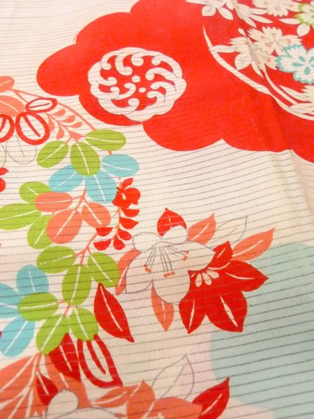 画像8: O0124I 女性用襦袢  シルク（正絹） アイボリー, 花丸文 【中古】【USED】【リサイクル】 ★☆☆☆☆【O0124I】 (8)