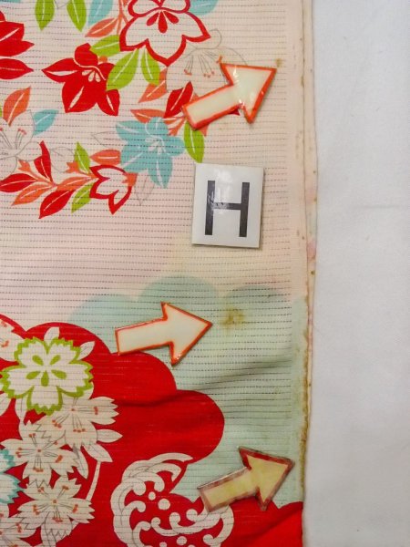 画像21: O0124I 女性用襦袢  シルク（正絹） アイボリー, 花丸文 【中古】【USED】【リサイクル】 ★☆☆☆☆【O0124I】 (21)