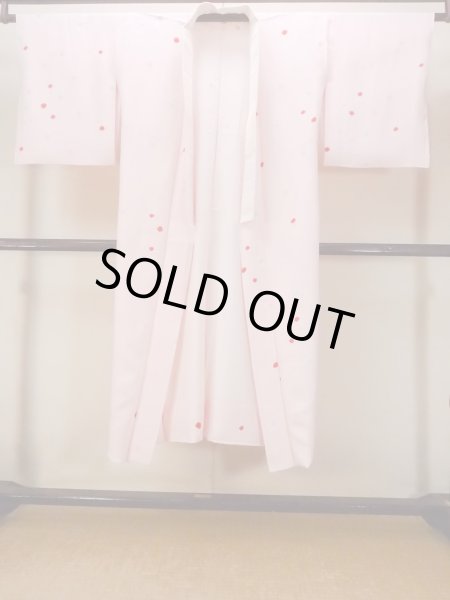 画像1: O0124K 女性用襦袢  シルク（正絹） 淡い桃色, 小さな点々 【中古】【USED】【リサイクル】 ★★★★☆【O0124K】 (1)