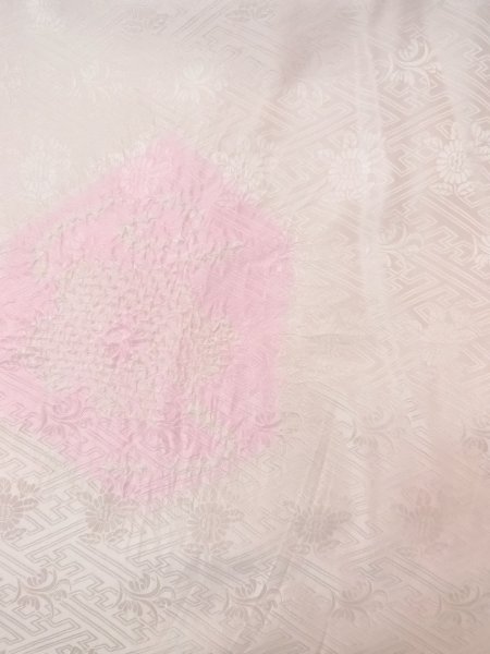 画像3: O0124L 女性用襦袢  シルク（正絹） 淡い桃色, 花 【中古】【USED】【リサイクル】 ★★★☆☆【O0124L】 (3)