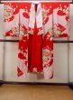 画像1: O0124O 女性用襦袢  シルク（正絹） 赤色, ぼたん 【中古】【USED】【リサイクル】 ★★☆☆☆【O0124O】 (1)
