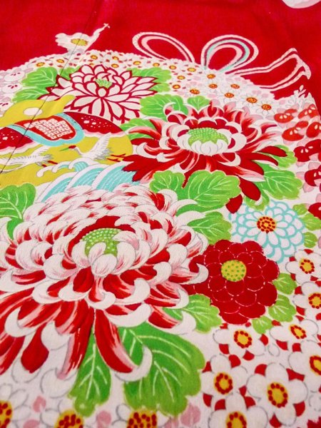 画像10: O0124O 女性用襦袢  シルク（正絹） 赤色, ぼたん 【中古】【USED】【リサイクル】 ★★☆☆☆【O0124O】 (10)