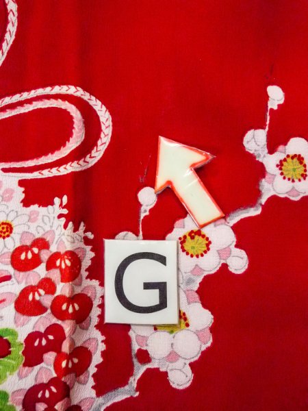 画像20: O0124O 女性用襦袢  シルク（正絹） 赤色, ぼたん 【中古】【USED】【リサイクル】 ★★☆☆☆【O0124O】 (20)