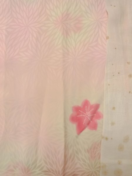 画像3: O0124P 女性用襦袢  シルク（正絹） 淡い桃色, 菊 【中古】【USED】【リサイクル】 ★★☆☆☆【O0124P】 (3)