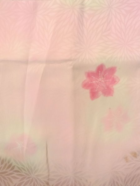 画像4: O0124P 女性用襦袢  シルク（正絹） 淡い桃色, 菊 【中古】【USED】【リサイクル】 ★★☆☆☆【O0124P】 (4)