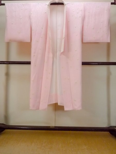 画像1: O0124T 女性用襦袢  シルク（正絹） 淡い桃色, 小さな点々 【中古】【USED】【リサイクル】 ★★★☆☆【O0124T】 (1)