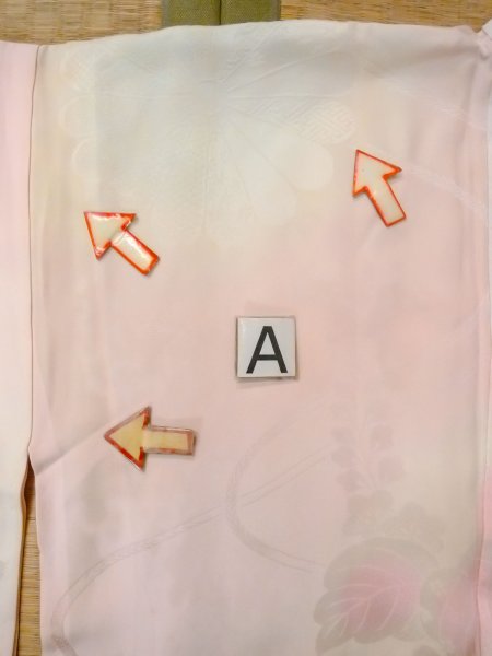 画像12: O0124U 女性用襦袢  シルク（正絹） 淡い桃色, 花 【中古】【USED】【リサイクル】 ★☆☆☆☆【O0124U】 (12)