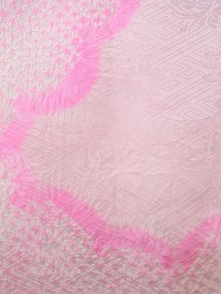 画像5: O0124V 女性用襦袢  シルク（正絹） 淡い桃色, 花 【中古】【USED】【リサイクル】 ★★☆☆☆【O0124V】 (5)