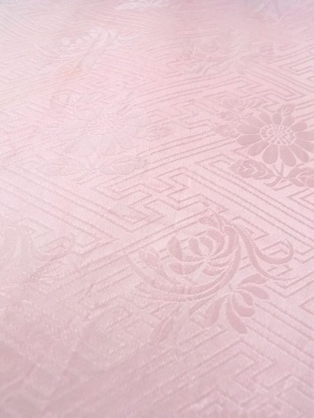 画像10: O0124V 女性用襦袢  シルク（正絹） 淡い桃色, 花 【中古】【USED】【リサイクル】 ★★☆☆☆【O0124V】 (10)