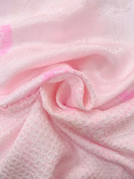 画像12: O0124V 女性用襦袢  シルク（正絹） 淡い桃色, 花 【中古】【USED】【リサイクル】 ★★☆☆☆【O0124V】 (12)