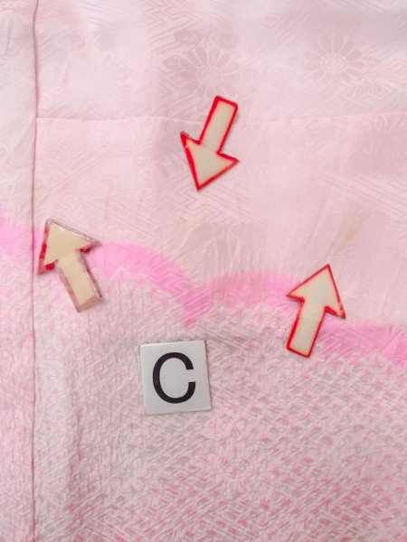 画像16: O0124V 女性用襦袢  シルク（正絹） 淡い桃色, 花 【中古】【USED】【リサイクル】 ★★☆☆☆【O0124V】 (16)