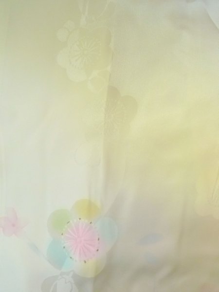 画像3: O0124W 女性用襦袢  シルク（正絹） 光沢のあるアイボリー, 花 【中古】【USED】【リサイクル】 ★★★☆☆【O0124W】 (3)