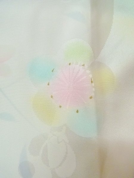 画像5: O0124W 女性用襦袢  シルク（正絹） 光沢のあるアイボリー, 花 【中古】【USED】【リサイクル】 ★★★☆☆【O0124W】 (5)