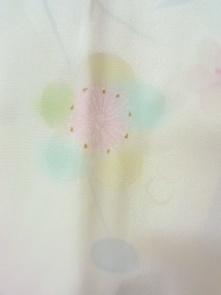 画像7: O0124W 女性用襦袢  シルク（正絹） 光沢のあるアイボリー, 花 【中古】【USED】【リサイクル】 ★★★☆☆【O0124W】 (7)