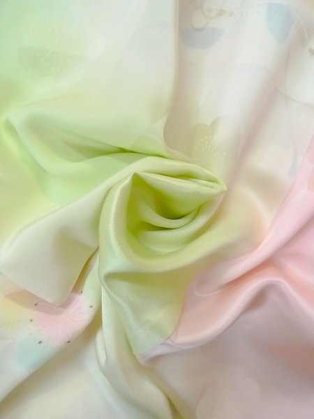 画像11: O0124W 女性用襦袢  シルク（正絹） 光沢のあるアイボリー, 花 【中古】【USED】【リサイクル】 ★★★☆☆【O0124W】 (11)