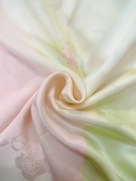 画像12: O0124W 女性用襦袢  シルク（正絹） 光沢のあるアイボリー, 花 【中古】【USED】【リサイクル】 ★★★☆☆【O0124W】 (12)