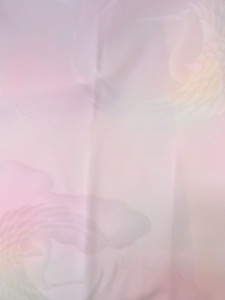 画像3: O0124Y 女性用襦袢  シルク（正絹） 淡い桃色, 鶴 【中古】【USED】【リサイクル】 ★★★☆☆【O0124Y】 (3)