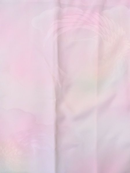 画像4: O0124Y 女性用襦袢  シルク（正絹） 淡い桃色, 鶴 【中古】【USED】【リサイクル】 ★★★☆☆【O0124Y】 (4)