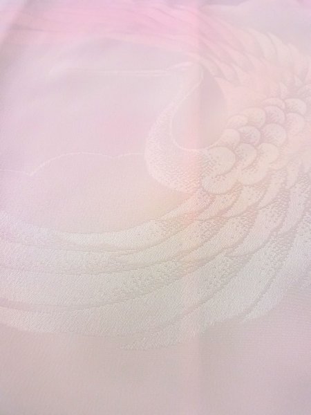 画像9: O0124Y 女性用襦袢  シルク（正絹） 淡い桃色, 鶴 【中古】【USED】【リサイクル】 ★★★☆☆【O0124Y】 (9)