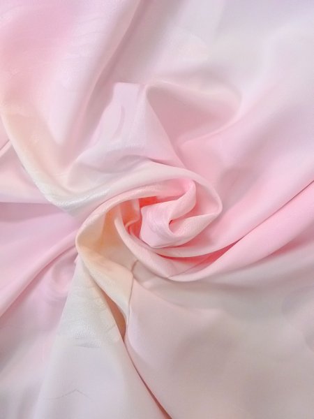 画像12: O0124Y 女性用襦袢  シルク（正絹） 淡い桃色, 鶴 【中古】【USED】【リサイクル】 ★★★☆☆【O0124Y】 (12)