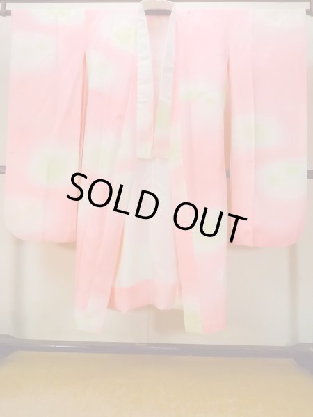 画像1: O0124Z 女性用襦袢  シルク（正絹） 薄い珊瑚色, 花 【中古】【USED】【リサイクル】 ★★☆☆☆【O0124Z】 (1)