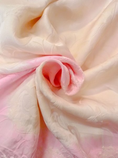 画像12: O0125A 女性用襦袢  シルク（正絹） アイボリー, 花 【中古】【USED】【リサイクル】 ★★☆☆☆【O0125A】 (12)