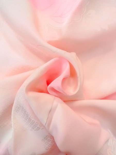 画像12: O0125B 女性用襦袢  シルク（正絹） 淡い桃色, 菊 【中古】【USED】【リサイクル】 ★★★☆☆【O0125B】 (12)