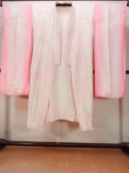 画像1: O0125C 女性用襦袢  シルク（正絹） 淡い桃色, 菊 【中古】【USED】【リサイクル】 ★★☆☆☆【O0125C】 (1)