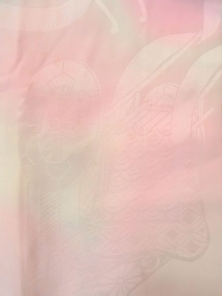 画像6: O0125C 女性用襦袢  シルク（正絹） 淡い桃色, 菊 【中古】【USED】【リサイクル】 ★★☆☆☆【O0125C】 (6)