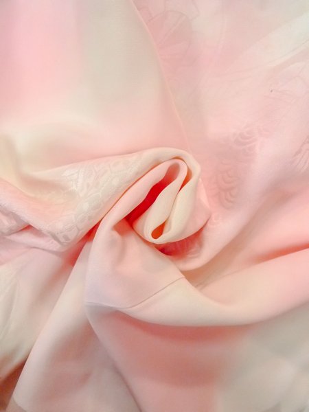 画像12: O0125C 女性用襦袢  シルク（正絹） 淡い桃色, 菊 【中古】【USED】【リサイクル】 ★★☆☆☆【O0125C】 (12)