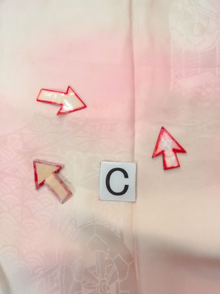 画像16: O0125C 女性用襦袢  シルク（正絹） 淡い桃色, 菊 【中古】【USED】【リサイクル】 ★★☆☆☆【O0125C】 (16)