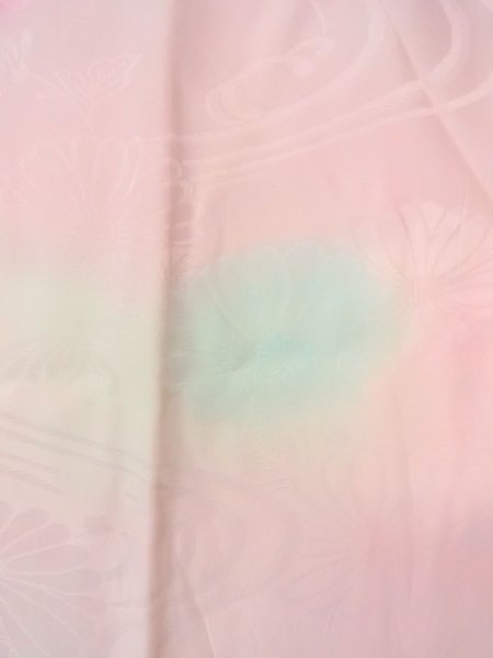 画像5: O0125D 女性用襦袢  シルク（正絹） 淡い桃色, 菊 【中古】【USED】【リサイクル】 ★★★☆☆【O0125D】 (5)