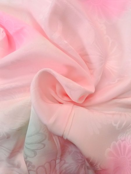 画像12: O0125D 女性用襦袢  シルク（正絹） 淡い桃色, 菊 【中古】【USED】【リサイクル】 ★★★☆☆【O0125D】 (12)