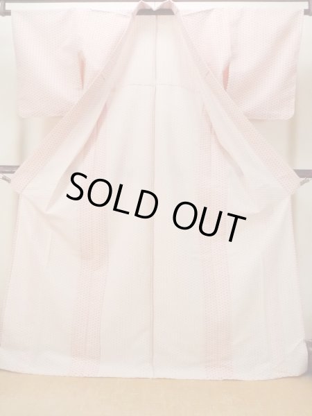 画像2: O0125E 女性用単衣  化繊 白, 麻の葉 【中古】【USED】【リサイクル】 ★★★★☆【O0125E】 (2)