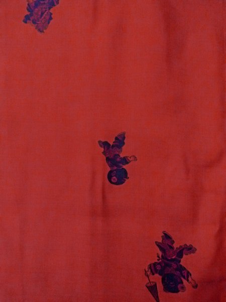 画像3: O0131B 女性用道行  化繊 赤色, 童子 【中古】【USED】【リサイクル】 ★★★★☆【O0131B】 (3)