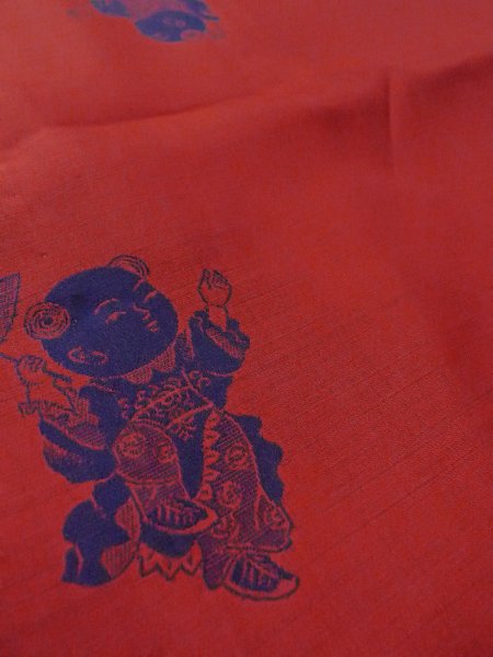 画像10: O0131B 女性用道行  化繊 赤色, 童子 【中古】【USED】【リサイクル】 ★★★★☆【O0131B】 (10)