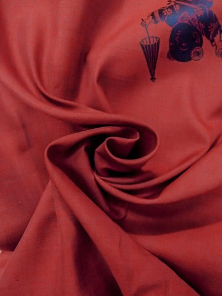 画像11: O0131B 女性用道行  化繊 赤色, 童子 【中古】【USED】【リサイクル】 ★★★★☆【O0131B】 (11)