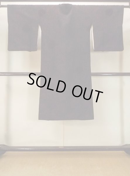 画像2: O0131D 女性用道行  綿 黒, 菊 【中古】【USED】【リサイクル】 ★★★★☆【O0131D】 (2)