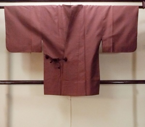 画像1: O0131F 女性用道中着  シルク（正絹） 淡いえんじ, 麻の葉 【中古】【USED】【リサイクル】 ★★★☆☆【O0131F】 (1)