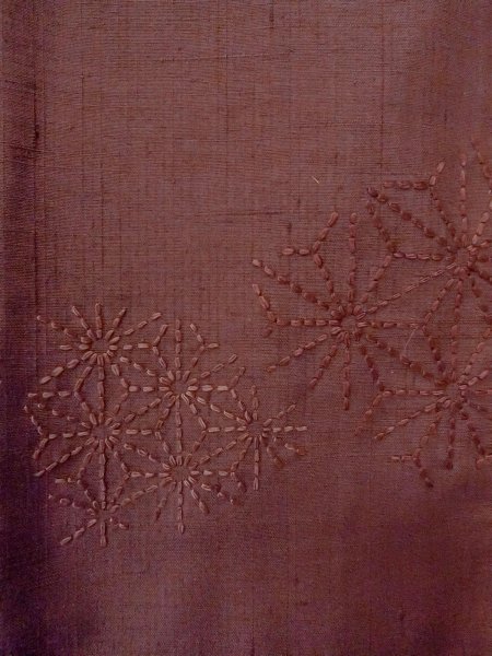 画像5: O0131F 女性用道中着  シルク（正絹） 淡いえんじ, 麻の葉 【中古】【USED】【リサイクル】 ★★★☆☆【O0131F】 (5)