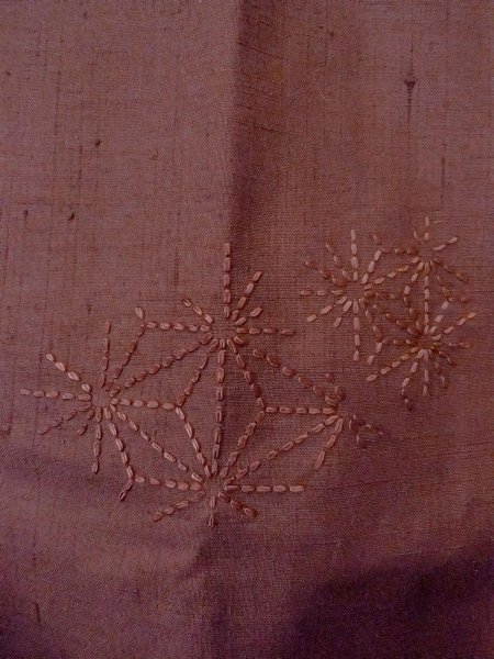 画像6: O0131F 女性用道中着  シルク（正絹） 淡いえんじ, 麻の葉 【中古】【USED】【リサイクル】 ★★★☆☆【O0131F】 (6)