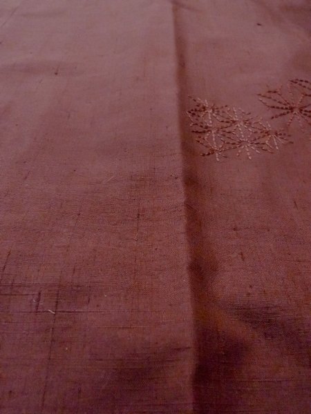 画像10: O0131F 女性用道中着  シルク（正絹） 淡いえんじ, 麻の葉 【中古】【USED】【リサイクル】 ★★★☆☆【O0131F】 (10)