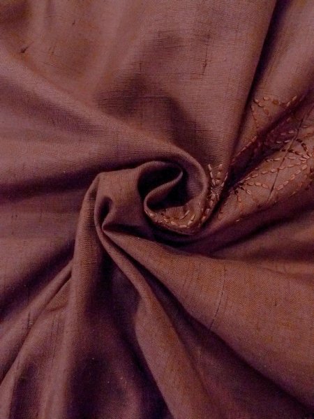 画像11: O0131F 女性用道中着  シルク（正絹） 淡いえんじ, 麻の葉 【中古】【USED】【リサイクル】 ★★★☆☆【O0131F】 (11)