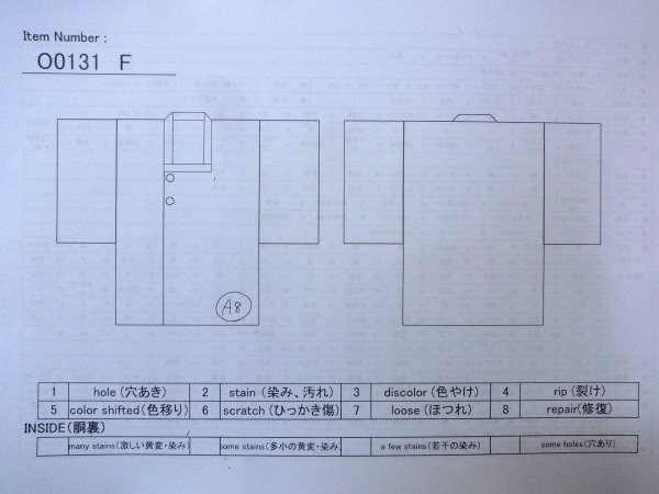 画像13: O0131F 女性用道中着  シルク（正絹） 淡いえんじ, 麻の葉 【中古】【USED】【リサイクル】 ★★★☆☆【O0131F】 (13)
