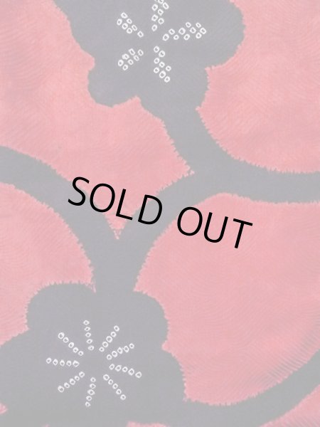 画像4: O0131G 女性用道中着  シルク（正絹） 鮮やか赤色, 花 【中古】【USED】【リサイクル】 ★★★☆☆【O0131G】 (4)