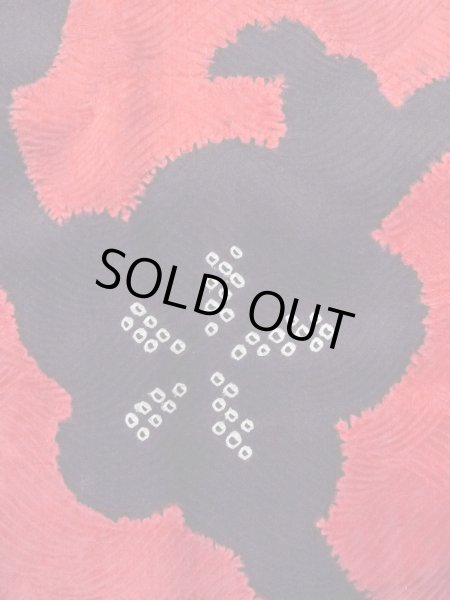 画像5: O0131G 女性用道中着  シルク（正絹） 鮮やか赤色, 花 【中古】【USED】【リサイクル】 ★★★☆☆【O0131G】 (5)